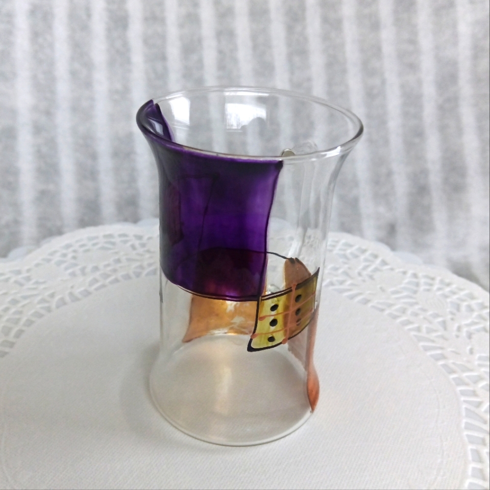 Vintage 4x Irish Coffee Glass Tumblers Hand-Painted Purple & Metallic Gold - Picture 6 of 17
